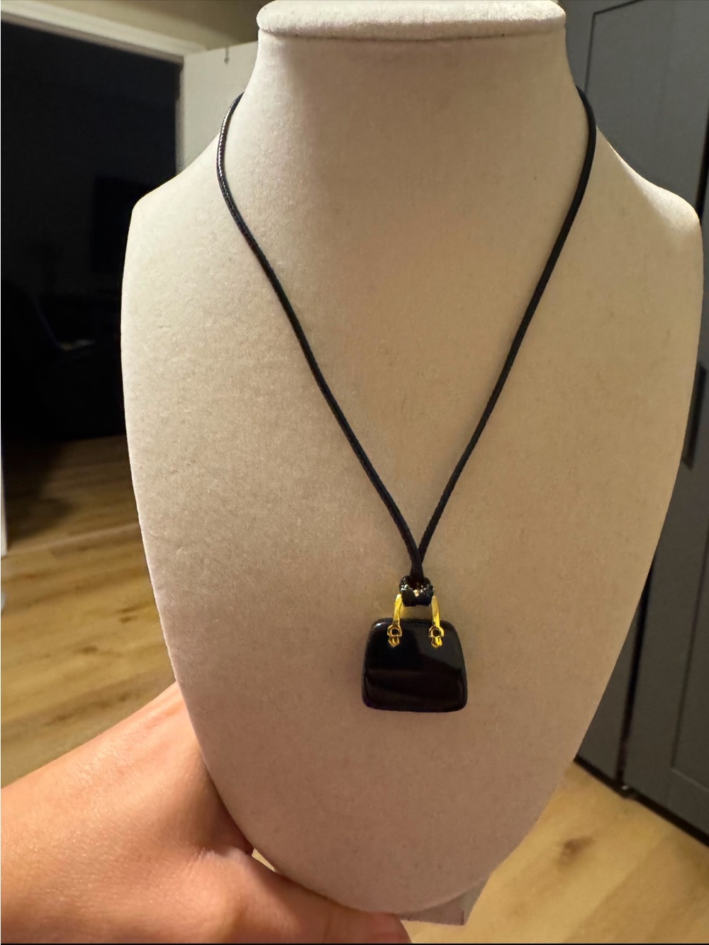 Black Mini Purse Pendant Necklace - Womens Accessories